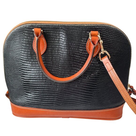 Dooney And Bourke Black Embossed Leather Satchel Crossbody Bag Vintage Classic - Picture 8 of 11